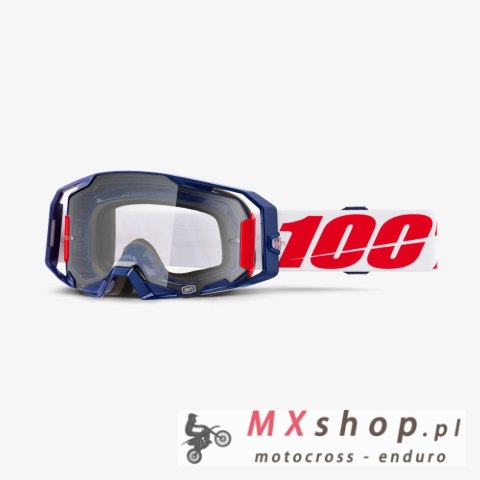100 PROCENT GOGLE ARMATIC MACH Z - CLEAR LENS - KOLOR NIEBIESKI/CZERWONY/BIAŁY SZYBA PRZEŹROCZYSTA