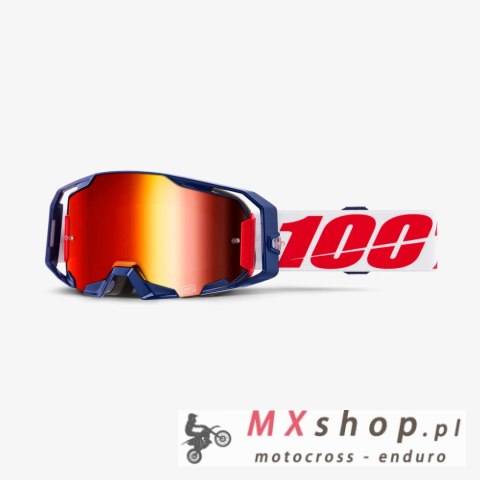 100 PROCENT GOGLE ARMATIC MACH Z - MIRROR RED LENS - KOLOR NIEBIESKI/CZERWONY/BIAŁY SZYBA CZERWONE LUSTRO