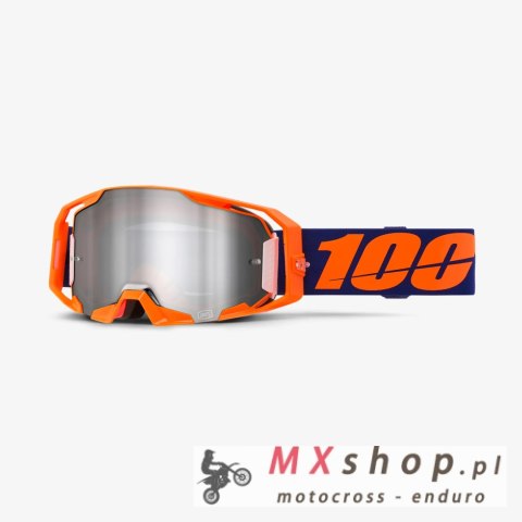 100 PROCENT GOGLE ARMATIC NEON ORANGE - MIRROR SILVER FLASH LENS - KOLOR POMARAŃCZOWY/FIOLETOWY SZYBA SREBRNE LUSTRO