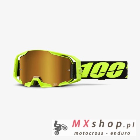 100 PROCENT GOGLE ARMATIC NEON YELLOW - MIRROR TRUE GOLD LENS - KOLOR ŻÓŁTY FLUO/CZARNY SZYBA ZŁOTE LUSTRO