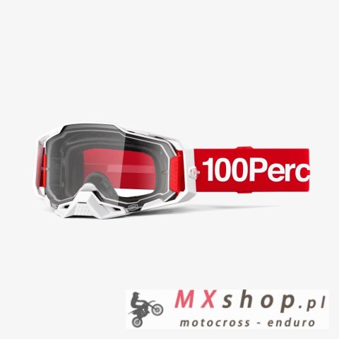 100 PROCENT GOGLE ARMEGA CORBIN - CLEAR LENS - KOLOR CZERWONY/BIAŁY SZYBKA PRZEŹROCZYSTA
