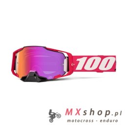 100 PROCENT GOGLE ARMEGA HIPER KLOUG - MIRROR DARK RED LENS - KOLOR RÓŻOWY/BIAŁY/CZARNY SZYBKA CZERWONE LUSTRO