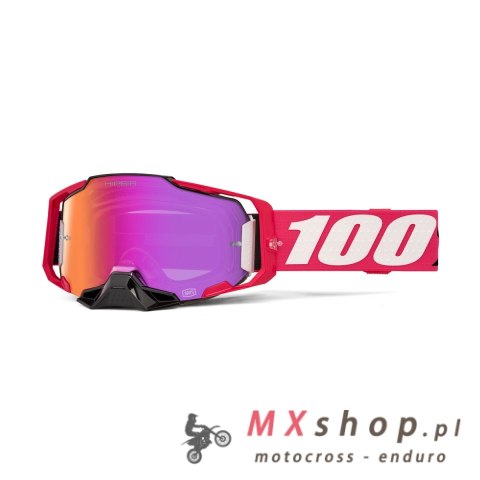 100 PROCENT GOGLE ARMEGA HIPER KLOUG - MIRROR DARK RED LENS - KOLOR RÓŻOWY/BIAŁY/CZARNY SZYBKA CZERWONE LUSTRO