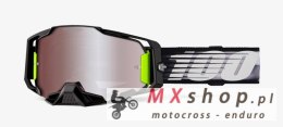 100 PROCENT GOGLE ARMEGA HIPER LIGHTSPEED - MIRROR SILVER FLASH LENS - KOLOR CZARNY/BIAŁY SZYBKA SREBRNE LUSTRO