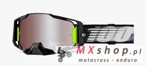 100 PROCENT GOGLE ARMEGA HIPER LIGHTSPEED - MIRROR SILVER FLASH LENS - KOLOR CZARNY/BIAŁY SZYBKA SREBRNE LUSTRO