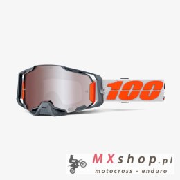 100 PROCENT GOGLE ARMEGA HIPER SILVER - MIRROR SILVER FLASH LENS - KOLOR SZARY/CZERWONY SZYBKA SREBRNE LUSTRO