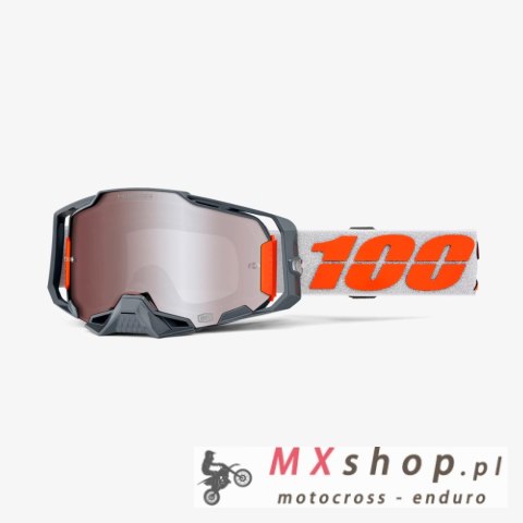 100 PROCENT GOGLE ARMEGA HIPER SILVER - MIRROR SILVER FLASH LENS - KOLOR SZARY/CZERWONY SZYBKA SREBRNE LUSTRO
