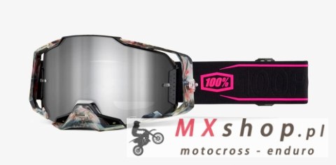 100 PROCENT GOGLE ARMEGA SARCELLE - MIRROR SILVER LENS - KOLOR CZARNY/RÓŻOWY SZYBKA SREBRNE LUSTRO