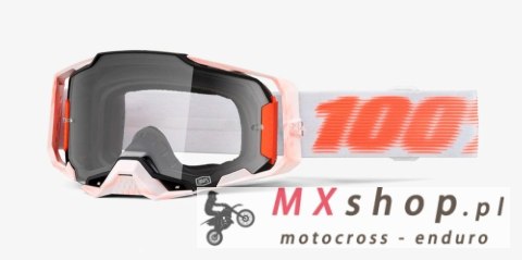 100 PROCENT GOGLE ARMEGA TUBULAR - CLEAR LENS - KOLOR BIAŁY/POMARAŃCZOWY SZYBKA PRZEŹROCZYSTA