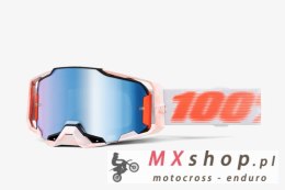 100 PROCENT GOGLE ARMEGA TUBULAR - MIRROR BLUE LENS - KOLOR BIAŁY/POMARAŃCZOWY SZYBKA NIEBIESKIE LUSTRO