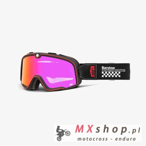 100 PROCENT GOGLE BARSTOW ERBAN - MIRROR DARK RED LENS - KOLOR CZARNY/BIAŁY SZYBKA CZERWONE LUSTRO
