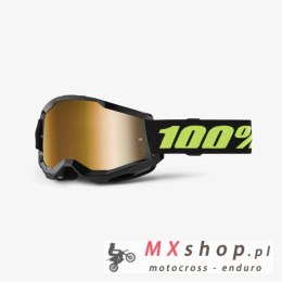 100 PROCENT GOGLE STRATA 2 SOLAR ECLIPSE - MIRROR TRUE GOLD LENS - KOLOR CZARNY/ŻÓŁTY FLUO SZYBKA ZŁOTE LUSTRO