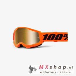 100 PROCENT GOGLE STRATA 2 YOUTH JUNIOR NEON ORANGE - MIRROR TRUE GOLD LENS - KOLOR POMARAŃCZOWY/CZARNY SZYBKA ZŁOTE LUSTRO
