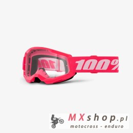 100 PROCENT GOGLE STRATA 2 YOUTH JUNIOR PINK - CLEAR LENS - KOLOR RÓŻOWY/BIAŁY SZYBA PRZEŹROCZYSTA