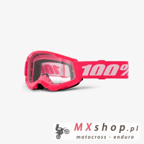 100 PROCENT GOGLE STRATA 2 YOUTH JUNIOR PINK - CLEAR LENS - KOLOR RÓŻOWY/BIAŁY SZYBA PRZEŹROCZYSTA