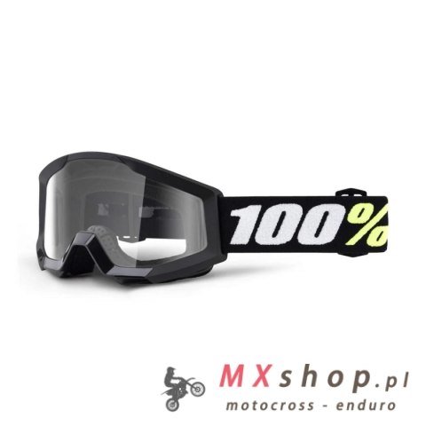 100 PROCENT GOGLE STRATA MINI BLACK JUNIOR / KID / DZIECIĘCE KOLOR CZARNY SZYBKA PRZEŹROCZYSTA ANTI-FOG