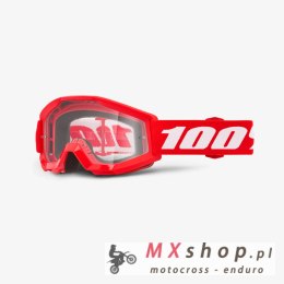 100 PROCENT GOGLE STRATA MINI RED JUNIOR / KID / DZIECIĘCE KOLOR CZERWONY/CZARNY SZYBKA PRZEŹROCZYSTA