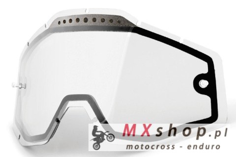 100 PROCENT WYPRZEDAŻ SZYBA/SZYBKA ENDURO PODWÓJNA WENTYLOWANA DO GOGLI RACECRAFT 1 / ACCURI 1 / STRATA 1 CLEAR KOLOR PRZEŹROCZY