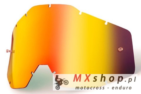 100 PROCENT WYPRZEDAŻ SZYBA/SZYBKA POJEDYNCZA DO GOGLI RACECRAFT 1 / ACCURI 1 / STRATA 1 RED MIRROR KOLOR CZERWONE LUSTRO Z ANTI