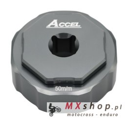 ACCEL KLUCZ DO SERWISU ZAWIESZEŃ PRZEDNICH SHOWA DWUKOMOROWYCH ZESTAW ADAPTERÓW DO ROZKRĘCANIA WKŁADU I ZEWNĘTRZNEJ NAKRĘTKI 50M