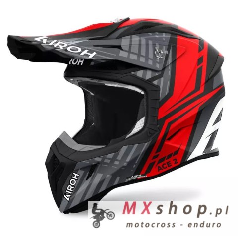 AIROH PROMOCJA KASK CROSS / ENDURO / ATV / QUAD AVIATOR ACE 2 PROUD KOLOR CZERWONY/SZARY MAT ROZMIAR S