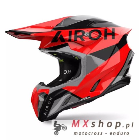 AIROH PROMOCJA KASK CROSS / ENDURO / ATV / QUAD TWIST 3 KING RED GLOSS KOLOR CZARNY/SZARY/CZERWONY ROZMIAR XL