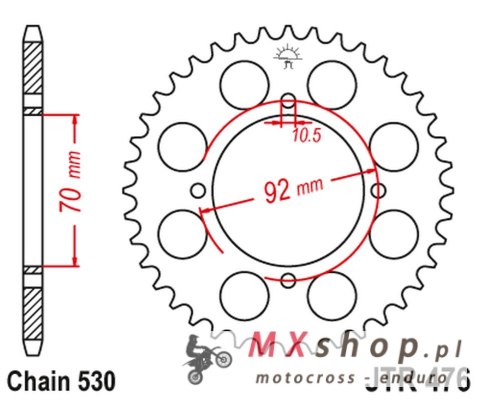 JT ZĘBATKA TYLNA 476 41 KAWASAKI GPZ 250 '83-85', Z 250/400/440/500/550 '78-85' (47641JT) (ŁAŃC.530) NA ZAMÓWIENIE