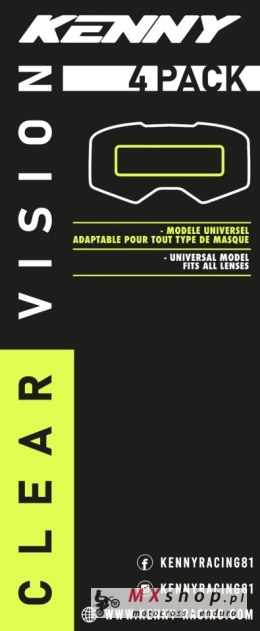 KENNY RACING VISION PERFORMANCE FOLIA OCHRONNA DO GOGLI(60MM X150MM) (PACK 4)