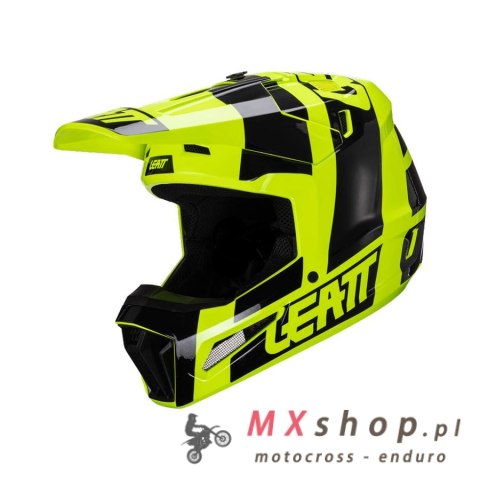 LEATT KASK MOTO 3.5 V24 (+GOGLE VELOCITY 4.5 GRATIS) HELMET KIT CITRUS KOLOR CZARNY/ŻÓŁTY FLUO ROZMIAR L (59-60 cm)