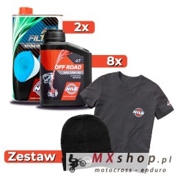 NILS ZESTAW PROMOCYJNY OLEJ SILNIKOWY 4T OFF ROAD SAE 10W50 100% SYNTETYK 8X 1L I OLEJ DO NASĄCZANIA FILTRÓW POWIETRZA 2X 1L (AK