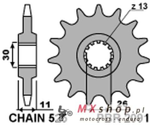 PBR ZĘBATKA PRZEDNIA 2091 17 18NC YAMAHA FZ8 '10-'15, MT 09 '14-'17, MT 07 '14-'17, TDM 900 '02-'13 (JTF1591.17) (ŁAŃC. 525)
