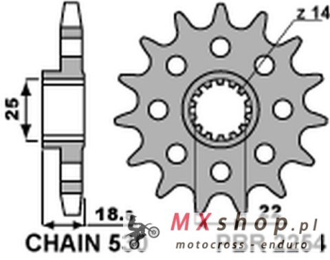 PBR ZĘBATKA PRZEDNIA 2254 14 18NC DUCATI 1200 MULTISTRADA 10-13 (ŁAŃC. 530)