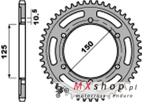 PBR ZĘBATKA TYLNA 4454 43 C45 KTM 950/990/1050/1090/1190/1290 ADVENTURE/SUPER ADVENTURE (JTR899.43) (ŁAŃC.525)