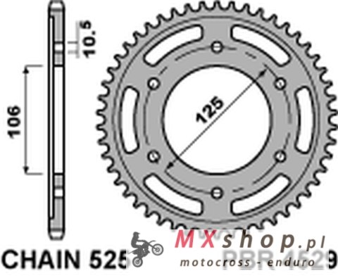 PBR ZĘBATKA TYLNA 4529 49 C45 TRIUMPH 675 DAYTONA/ STREET TRIPLE '06-'20, BONNEVILLE/SPEEDMASTER/THRUXTON 1200 (JTR2014.49) (ŁAŃ