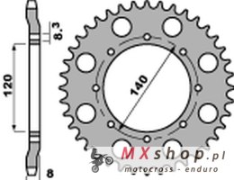 PBR ZĘBATKA TYLNA 506 44 C45 KAWASAKI KLR 600 '84-'90 (JTR477.44) (ŁAŃC. 520) (STD.+1)