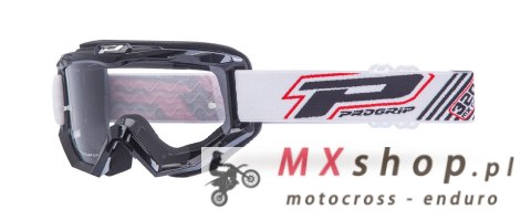 PROGRIP GOGLE PG3201-102 ATZAKI KOLOR CZARNY Z BIAŁYM PASKIEM (SZYBA PG3213 ANTISCRATCH, ANTI UV) (3201-102 WH/ST) - PROMOCJA - 