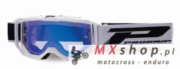 PROGRIP GOGLE PG3300-323 FL VISION KOLOR BIAŁY MAT (SZYBA PG3346 NIEBIESKA LUSTRZANA ANTISCRATCH, NO FOG, ANTI UV)