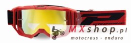 PROGRIP GOGLE PG3300-411 FL VISION KOLOR CZERWONY MAT (SZYBA PG3347 ŻÓŁTA LUSTRZANA ANTISCRATCH, NO FOG, ANTI UV)