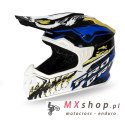 PROGRIP KASK CROSS DZIECIĘCY PG3009 JURASSIC JUNIOR/KID KOLOR BIAŁY/NIEBIESKI/ŻÓŁTY FLUO ROZM. XL (3009-361) ( HOMOLOGACJA ECE 2