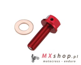 ACCEL KOREK SPUSTOWY OLEJU HONDA CRF 250 R/X '04-'15 ( Z MAGNESEM) KOLOR CZERWONY (MDP-00RD)