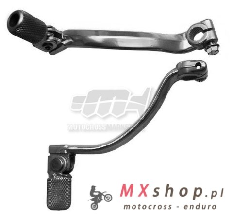 M.C. DŹWIGNIA ZMIANY BIEGÓW HONDA CR 125 87-07 (ALUMINIOWA )(KUTA) KOLOR SREBRNY, KOŃCÓWKA STALOWA