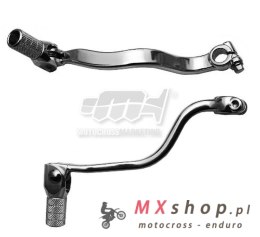 M.C. DŹWIGNIA ZMIANY BIEGÓW SUZUKI RM 80/85 '89-'18 (ALUMINIOWA)(KUTA) KOLOR SREBRNY, KOŃCÓWKA STALOWA