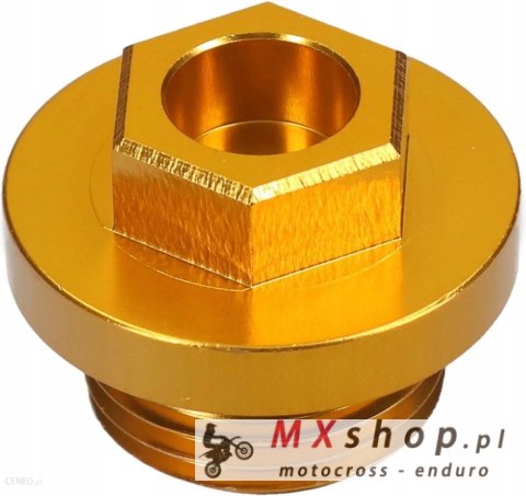 ACCEL KOREK WLEWU OLEJU KAWASAKI KXF 250/450 '04-'18, SUZUKI RMZ 250 '04-'06 KOLOR ZŁOTY (GWINT M18X1,5)
