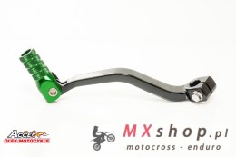ACCEL DŹWIGNIA ZMIANY BIEGÓW KAWASAKI KX 60 '85-'02, KX 80/85 '91-'25 ALUMINIOWA KOLOR CZARNY, KOŃCÓWKA ZIELONA