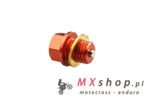 SCAR RACING KOREK SPUSTOWY OLEJU Z MAGNESEM KTM SX / SXF / EXCF, HUSQVARNA TC / TX / FE / FX, GAS GAS MC / EC / EX KOLOR POMARAŃ