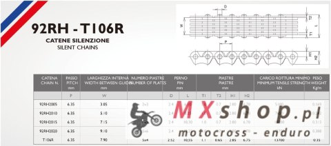 MORSE ŁAŃCUSZEK ROZRZĄDU 92RH2005 84 OGNIWA APRILIA SCARABEO 50 '03-'15, SPORTCITY 50 '08-'12, SCARABEO 100 '01-'15, DERBI ATLAN