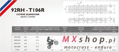 MORSE ŁAŃCUSZEK ROZRZĄDU 92RH2015 56 OGNIW HONDA TRX 450 ES / S '98-'04 ZAKUTY (ZAMKNIĘTY) (31.1485)