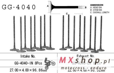 VESRAH ZAWÓR SSĄCY KAWASAKI ZX 6R '95-02, ZZR 600 '06-08' (OEM: 12004-1120,12004-1150) (1SZT.) (MADE IN JAPAN)