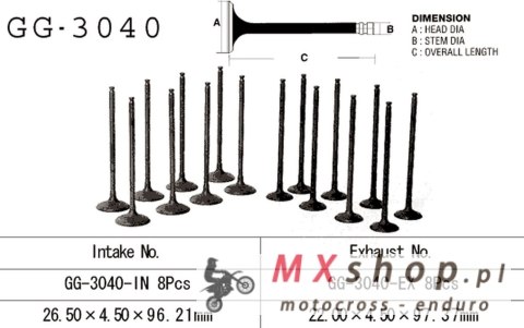 VESRAH ZAWÓR WYDECHOWY SUZUKI GSXR 600 SRAD '97-00' (OEM: 12912-34E00) (1SZT.) (MADE IN JAPAN)