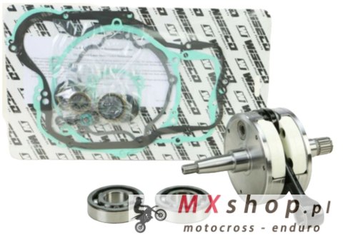 WISECO WAŁ KORBOWY KAWASAKI KX 250 '02-'04 (Z ŁOŻYSKAMI I USZCZELNIACZAMI NA WAŁ ORAZ KOMPLETEM USZCZELEK NA DÓŁ SILNIKA) (HR401